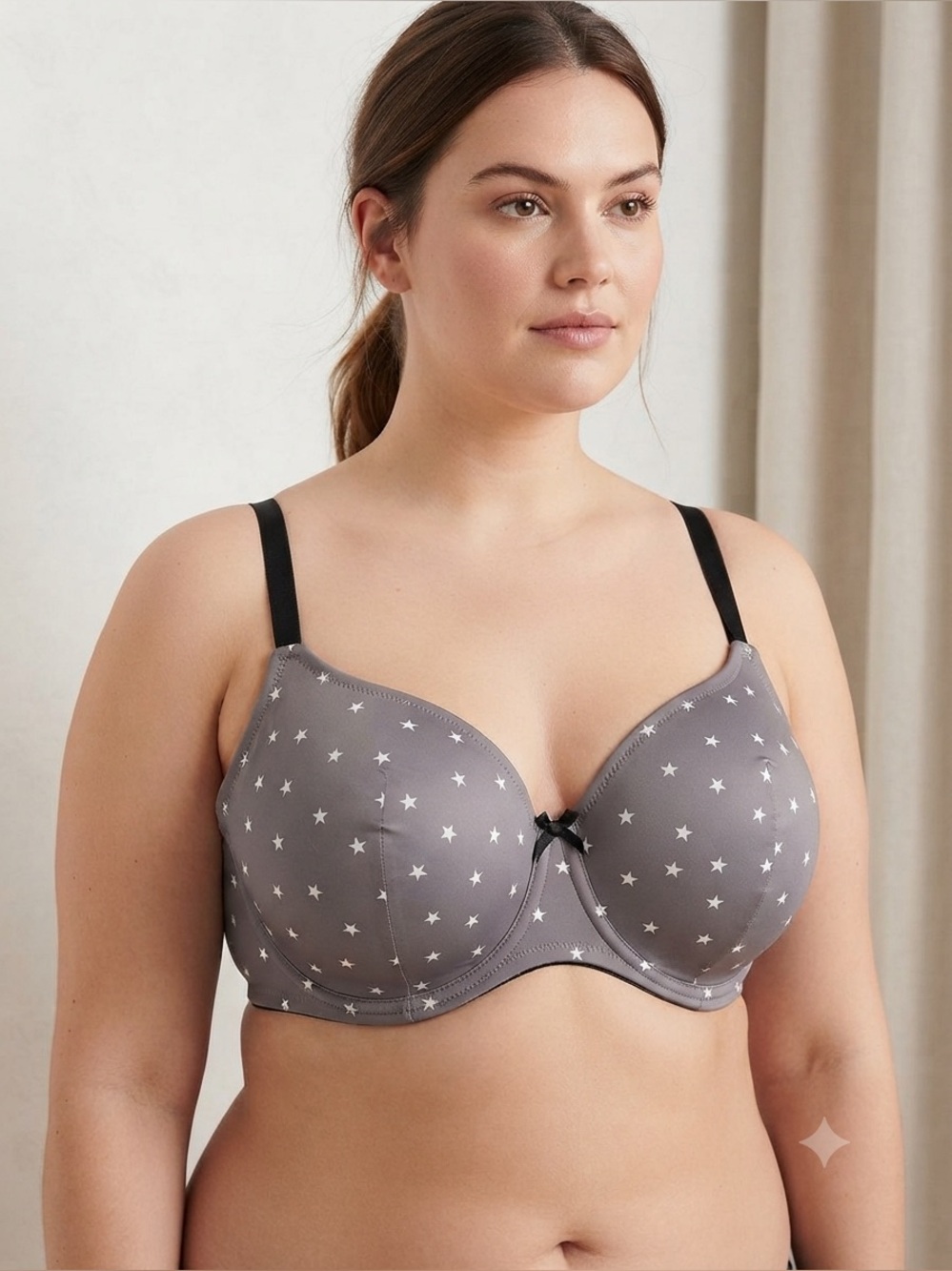 NWT Torrid 46B Grey Star Print 360 Back Smoothing Underwire Bra